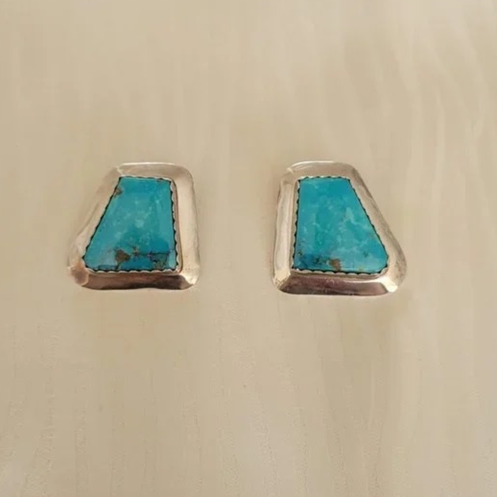 New Mexico Turquoise Earrings In Sterling Silver